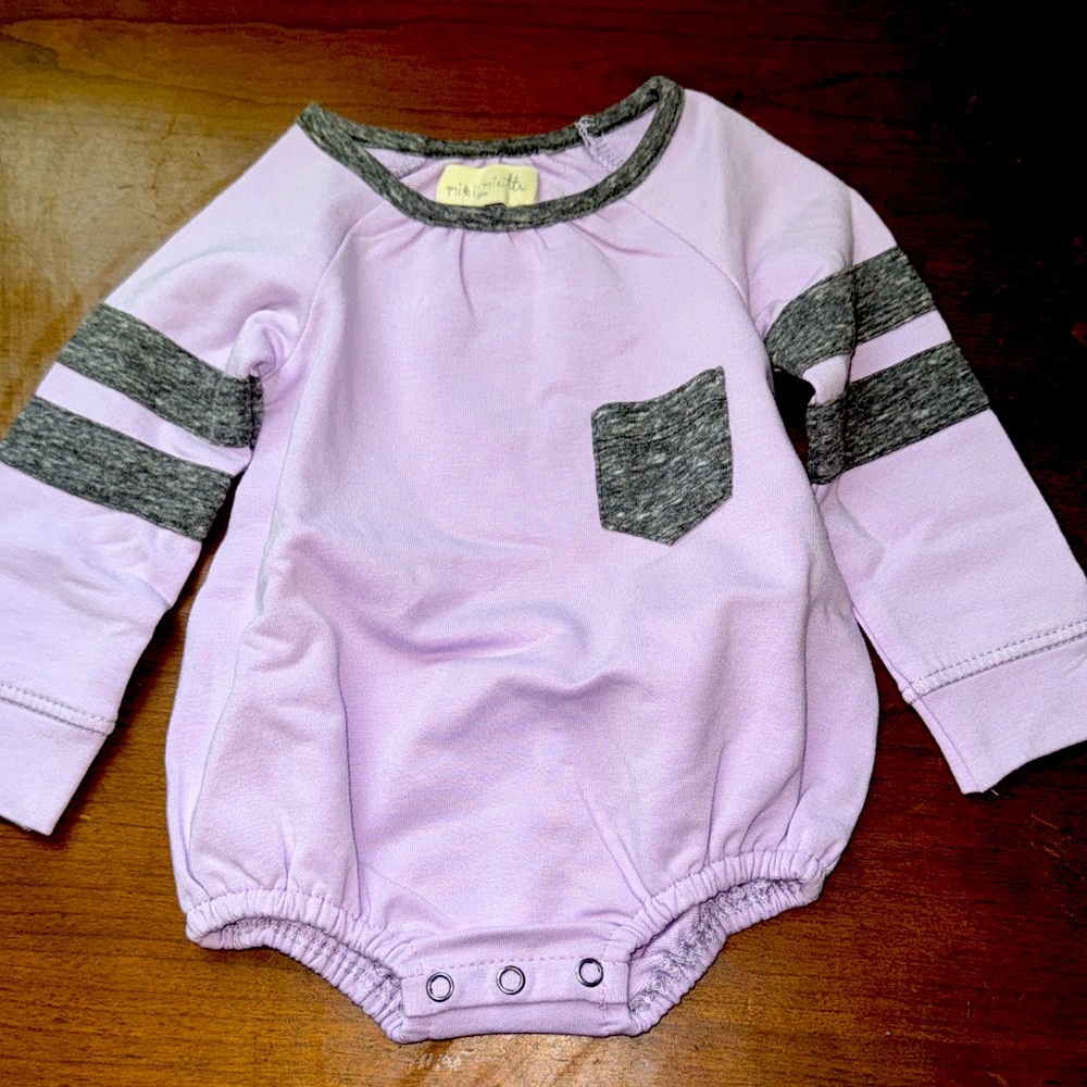 Miki Miette Purple Long Sleeve Bubble Romper 3m NWOT